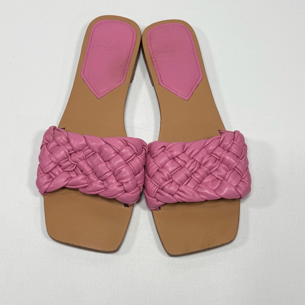 Braided Leather Marc Fisher Pink Square Toe Slide Sandals Size 10M - Picture 6 of 6